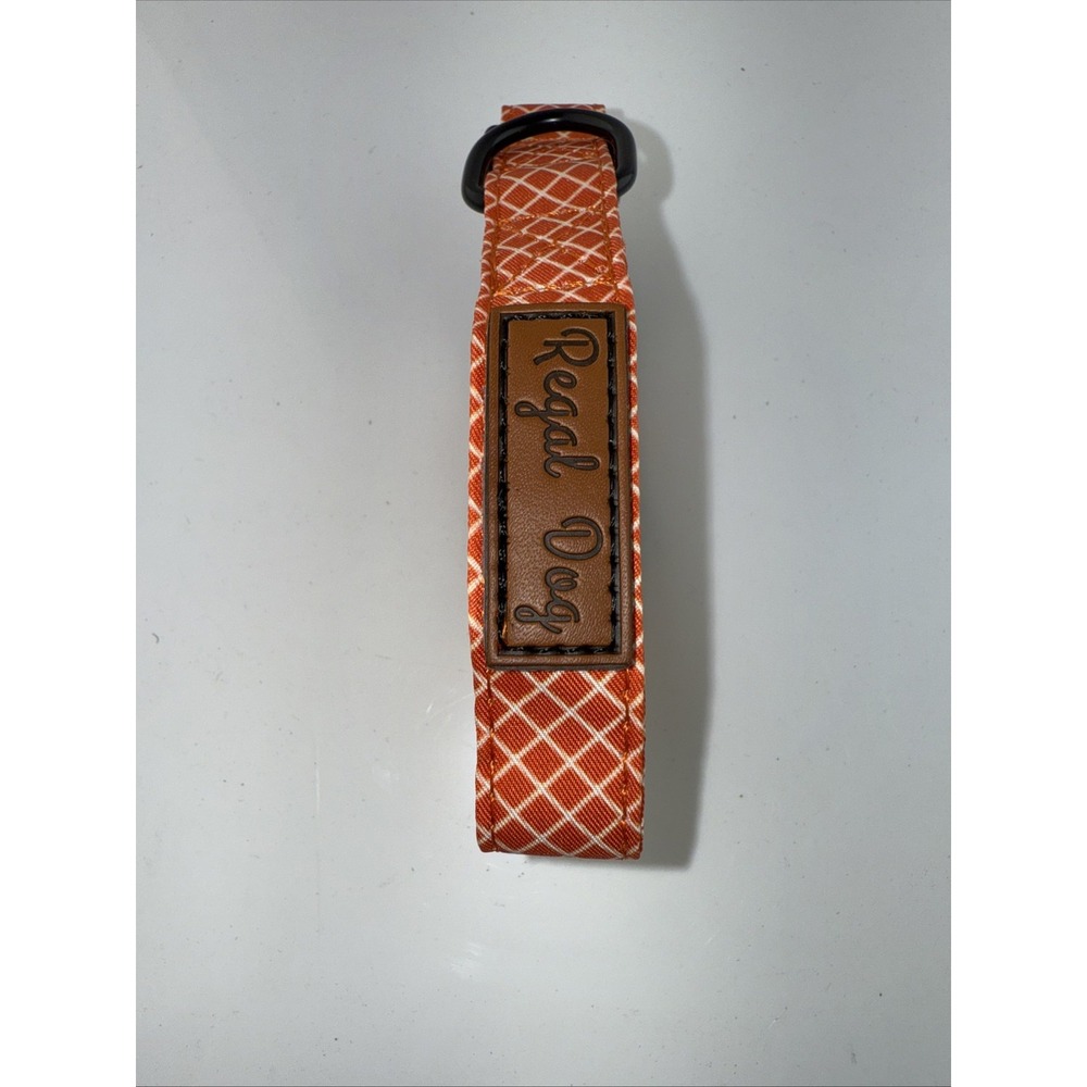 Regal Dog Collar Buffalo Plaid Orange Small New